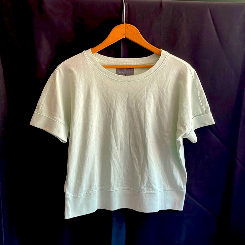 Anthropologie Light Mint Short Sleeve Crop Sweatshirt